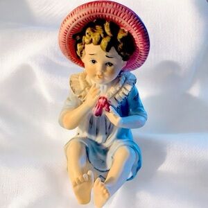 Piano Baby Vintage 1950s with Brown Hair & Dark Pink Hat By Arnart Fifth Ave